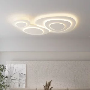 Plafonnier LED moderne design épuré aluminium acrylique lumière chaude salle à manger salon chambre éclairage intérieur élégant économies d’énergie