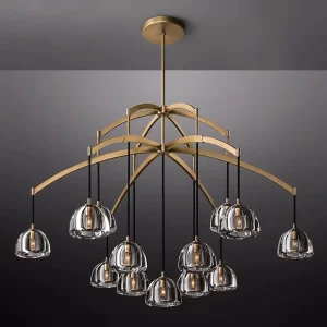 Plafonnier LED métal doré verre transparent design scandinave moderne luminaire élégant salon chambre hotel bar décoration intérieure lumière chaleureuse Plafonnier LED métal doré verre transparent design scandinave moderne luminaire élégant salon chambre hotel bar décoration intérieure lumière chaleureuse
