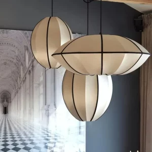 Suspension LED métal et tissu design moderne minimaliste lumière douce pour salon chambre salle à manger éclairage contemporain élégant Suspension LED métal et tissu design moderne minimaliste lumière douce pour salon chambre salle à manger éclairage contemporain élégant