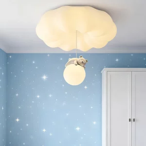 Plafonnier design nuage enfant chambre décoration lumière douce étoiles pelucheours