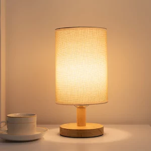 Lampe de table LED bois naturel design scandinave moderne abat-jour tissu beige lumière chaleureuse éclairage salon chambre bureau économique élégant Lampe de table LED bois naturel design scandinave moderne abat-jour tissu beige lumière chaleureuse éclairage salon chambre bureau économique élégant