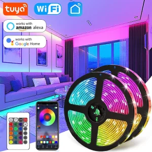 Bande lumineuse LED flexible RGB Wi-Fi Tuya Smart Life écran de bureau rétro-éclairage TV Alexa Google Home USB prisme éclairage multicolore Bande lumineuse LED flexible RGB Wi-Fi Tuya Smart Life écran de bureau rétro-éclairage TV Alexa Google Home USB prisme éclairage multicolore