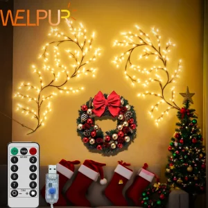 Guirlande murale LED en métal flexible style naturel éclairage festif pour salon cheminée de Noël ou décoration murale chaleureuse Guirlande murale LED en métal flexible style naturel éclairage festif pour salon cheminée de Noël ou décoration murale chaleureuse