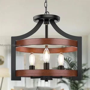 Plafonnier en bois et métal design nordique moderne chambre salon éclairage chaleureux économique élégant