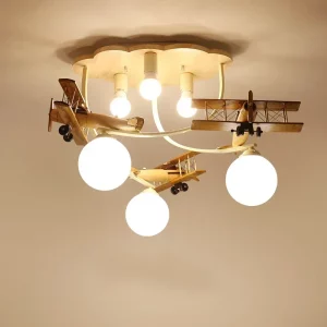 Plafonnier en bois avion suspension design ludique chambre enfant éclairage chaleureux déco intérieure Plafonnier en bois avion suspension design ludique chambre enfant éclairage chaleureux déco intérieure
