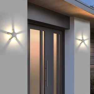 Lampe murale LED aluminium moderne design étoile lumière intérieure extérieure éclat uniforme élégance intemporelle économique certification UL LVD