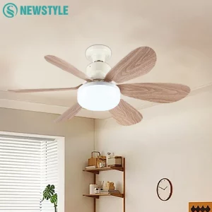 Ventilateur de plafond bois naturel LED design moderne éclairage chaleureux chambre salon cuisine bureau ventilation intelligente sans fil 42-52 cm