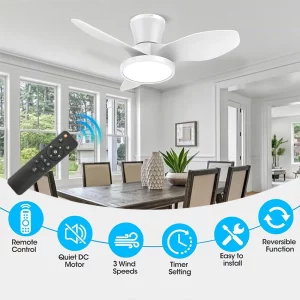 Plafonnier LED bois naturel design moderne Grain de bois ventilateur lumière silencieux 3 vitesses télécommande chambre salon éclairage intérieur contemporain