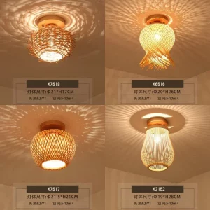 Plafonnier en bois de bambou design scandinave luminaire décoratif éclairage chaleureux chambre salon couloir Ø19-21cm lumière diffuse ambiance naturelle Plafonnier en bois de bambou design scandinave luminaire décoratif éclairage chaleureux chambre salon couloir Ø19-21cm lumière diffuse ambiance naturelle