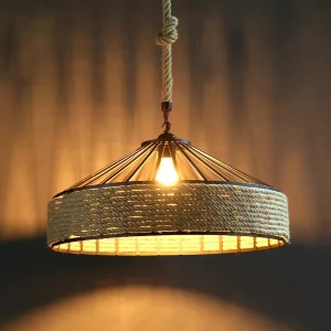 Suspension en corde de jute et métal noir design rustique industriel éclairage chaleureux pour salon chambre salle à manger Suspension en corde de jute et métal noir design rustique industriel éclairage chaleureux pour salon chambre salle à manger