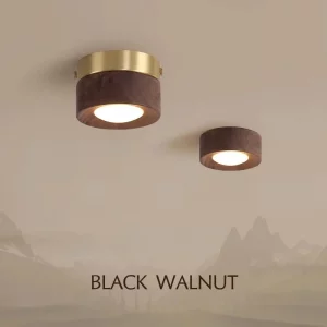 Plafonnier bois noyer LED design moderne élégant lumière chaleureuse salon chambre cuisine bureau éclairage économique déco intérieure