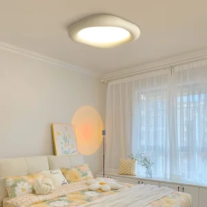 Plafonnier LED moderne minimaliste style crème chambre enfant protection yeux éclairage uniforme design épuré lumière douce économique élégant