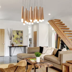 Plafonnier suspendu bois naturel design nordique scandinave moderne lumière chaleureuse salon chambre cuisine salle à manger décoration élégante Plafonnier suspendu bois naturel design nordique scandinave moderne lumière chaleureuse salon chambre cuisine salle à manger décoration élégante