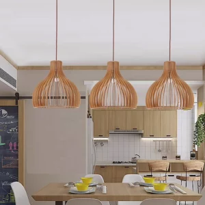 Suspension bois naturel design scandinave moderne éclairage doux ambiance chaleureuse cuisine salle à manger luminaire contemporain élégant Suspension bois naturel design scandinave moderne éclairage doux ambiance chaleureuse cuisine salle à manger luminaire contemporain élégant