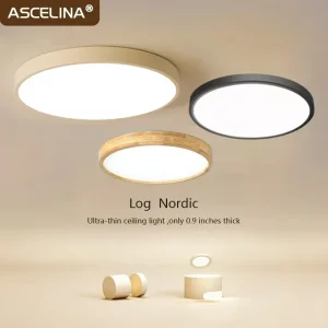 Plafonnier LED bois naturel design scandinave nordique moderne chambre salon éclairage chaleureux économique élégant