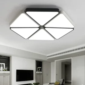 Plafonnier LED métal acrylique design moderne hexagonal lumière diffuse uniforme salon chambre bureau éclairage contemporain élégant