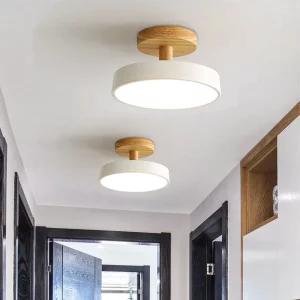 Plafonnier LED en bois naturel design scandinave nordique moderne pour salon chambre éclairage chaleureux économique élégant