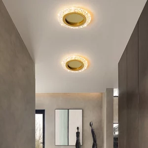 Plafonnier LED design moderne en métal doré et cristal transparent éclairage élégant pour salon couloir ou véranda certification CCC Plafonnier LED design moderne en métal doré et cristal transparent éclairage élégant pour salon couloir ou véranda certification CCC