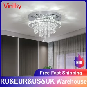 Plafonnier en cristal LED design moderne style classique lumière chaleureuse intérieure salon chambre décoration élégante économique