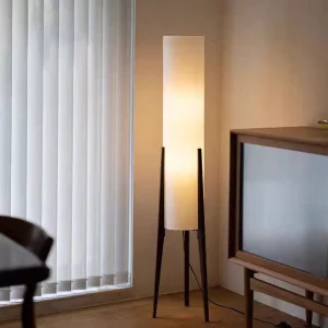 Lampadaire bois massif design nordique abat-jour tissu moderne éclairage chaleureux salon chambre lampe lecture style scandinave minimaliste