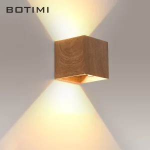 Applique murale en bois naturel design moderne minimaliste lumière LED chaude salon chambre éclairage intérieur économique élégant
