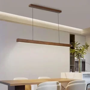 Suspension bois LED design nordique moderne éclairage chaleureux salle à manger cuisine intérieur élégant économie d’énergie