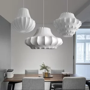 Suspension style moderne minimaliste design organique intérieur lumière principale décoration épurée salon salle à manger éclairage artistique fonctionnel