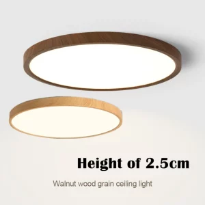 Plafonnier LED bois naturel design scandinave nordique moderne chambre salon éclairage chaleureux économique élégant