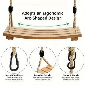 Balançoire en bois naturel design rustique extérieur intérieur porche jardin arrière-cour siège suspendu confortable durable Balançoire en bois naturel design rustique extérieur intérieur porche jardin arrière-cour siège suspendu confortable durable