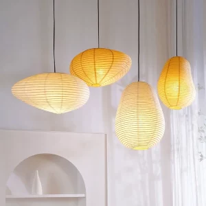 Suspension LED bambou et papier de riz design japonais nordique modernité lumière douce éclairage ambiance chaleureuse intérieur zen Suspension LED bambou et papier de riz design japonais nordique modernité lumière douce éclairage ambiance chaleureuse intérieur zen