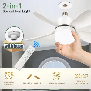 Ventilateur de plafond LED moderne design fonctionnel avec télécommande pour chambre bureau cuisine salle de bain éclairage silencieux économique élégant