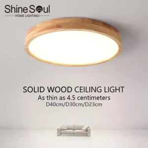 Plafonnier LED bois naturel design scandinave nordique moderne salon chambre éclairage chaleureux économique élégant