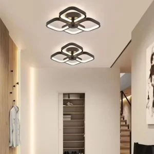 Plafonnier LED métal noir et doré design moderne nordique éclairage uniforme chambre salon corridor Plafonnier LED métal noir et doré design moderne nordique éclairage uniforme chambre salon corridor