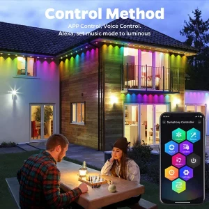 Bande lumineuse LED extérieure RGB intelligentes imperméables contrôlables par Alexa pour décoration de maison mariage fête jardin terrasse Bande lumineuse LED extérieure RGB intelligentes imperméables contrôlables par Alexa pour décoration de maison mariage fête jardin terrasse