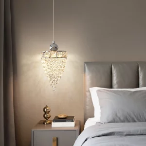 Suspension LED chrome cristal design moderne élégant éclairage salle à manger salon chambre Suspension LED chrome cristal design moderne élégant éclairage salle à manger salon chambre