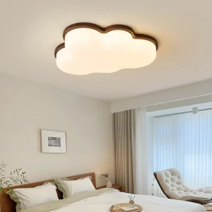 Plafonnier LED bois naturel design scandinave nordique moderne chambre salon éclairage chaleureux économique élégant
