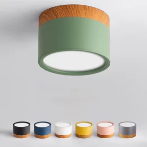 Plafonnier LED bois nordique design moderne lumière chaleureuse salon chambre éclairage économique élégant style scandinave