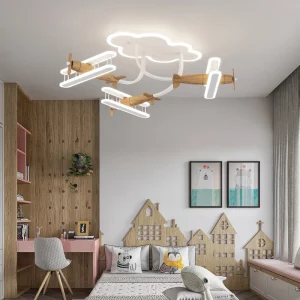 Plafonnier bois avion design enfant chambre lumière douce LED éclairage moderne scandinave économique élégant Plafonnier bois avion design enfant chambre lumière douce LED éclairage moderne scandinave économique élégant