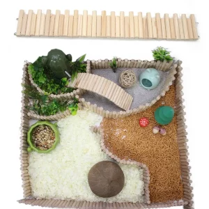 Enclos en bois naturel pour hamster  design rustique  multifonctionnel  facile à assembler  habitat enrichissant pour animaux de compagnie