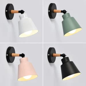 Applique murale nordique bois hêtre design scandinave moderne éclairage LED chambres salons couloirs créative économique