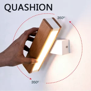 Applique murale nordique en bois massif LED design minimaliste éclairage intérieur moderne chambre salon bureau lumière chaleureuse économie d’énergie élégance naturelle