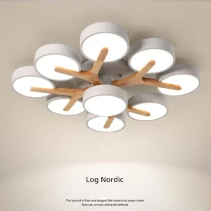 Plafonnier bois naturel design nordique scandinave LED lumière douce éclairage moderne chambre salon économique élégant