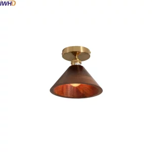 Plafonnier bois naturel design moderne industriel doré éclairage chaleureux salon chambre cuisine bureau décoration intérieure économique élégant
