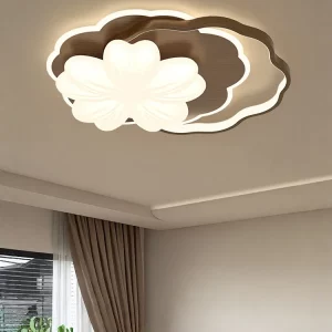 Plafonnier bois naturel design moderne motif floral lumière douce éclairage salon chambre cuisine LED économique élégance nordique chaleureux