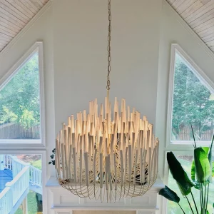 Suspension en bois et métal design moderne lumière LED éclairage chaleureux salon salle à manger chambre écoénergétique élégance naturelle nordique scandinave