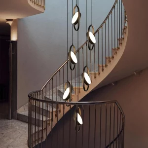 Suspension métal verre design minimaliste moderne lustre salle à manger escalier lumière intérieure éclairage moderne élégant Decoration maison