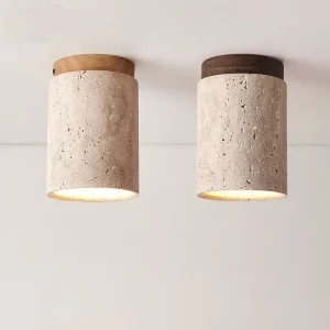 Plafonnier cylindrique bois naturel style scandinave moderne lumière chaleureuse design nordique éclairage salon cuisine chambre économique élégant