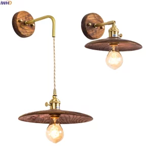 Lampe murale bois LED design industriel vintage style nordique éclairage chaleureux chambre salon Lampe murale bois LED design industriel vintage style nordique éclairage chaleureux chambre salon