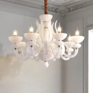 Lustre verre métal design classique moderne éclairage salon salle à manger lumière chaleureuse certification CCC CQC UL