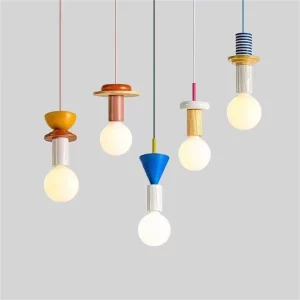 Suspension bois coloré design moderne nordique éclairage chaleureux salon cuisine LED économies d’énergie luminaire artistique Suspension bois coloré design moderne nordique éclairage chaleureux salon cuisine LED économies d’énergie luminaire artistique